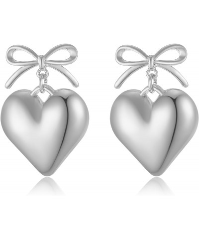 Bow Drop Dangle Earrings for Women Gold/Silver Bow Statement Tassel Earrings Jewelry for Girls Gifts Silerv Bow-E $7.64 Earrings