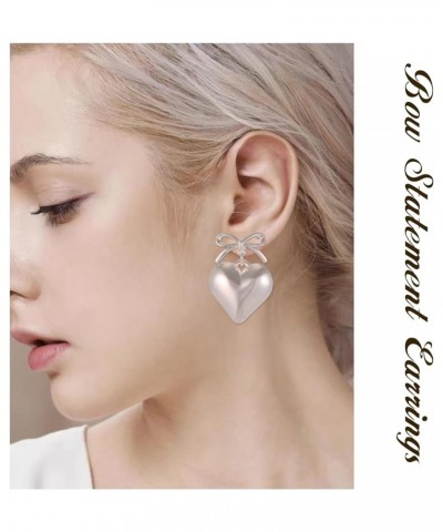 Bow Drop Dangle Earrings for Women Gold/Silver Bow Statement Tassel Earrings Jewelry for Girls Gifts Silerv Bow-E $7.64 Earrings