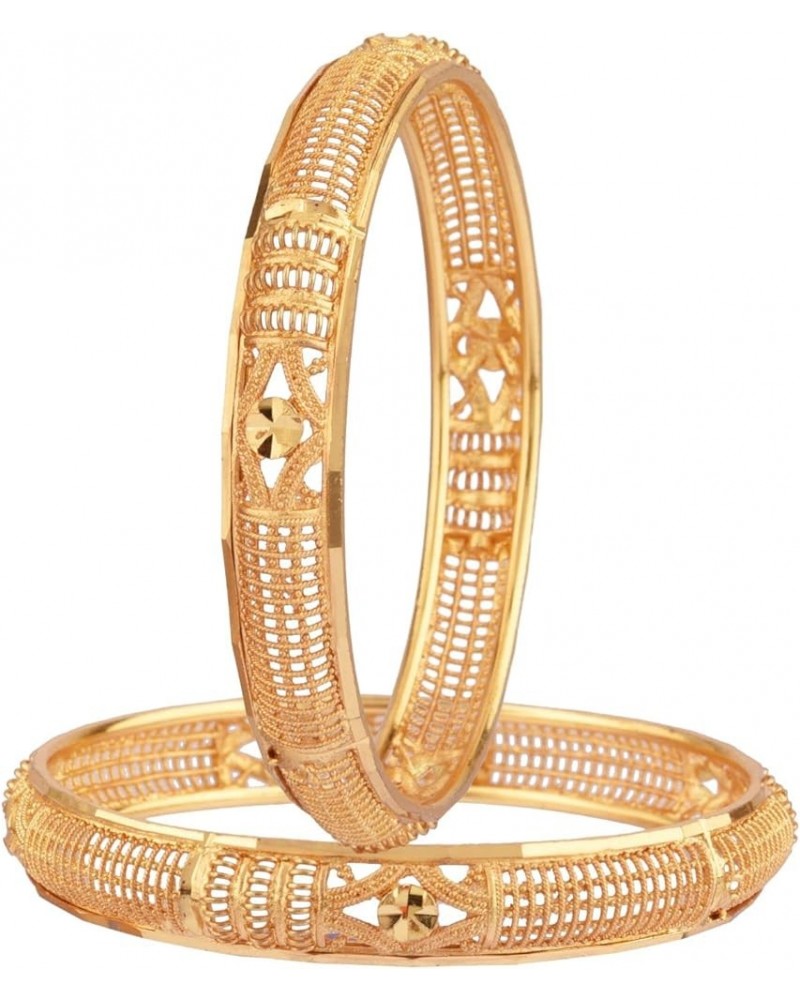 Indian Style Bollywood Traditional Wedding Bridal Bracelet Bangle Set Jewelry Style 2 Gold (Set Of 2 Pcs) 2-10 $10.00 Bracelets