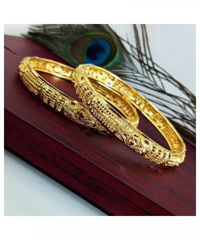 Indian Style Bollywood Traditional Wedding Bridal Bracelet Bangle Set Jewelry Style 2 Gold (Set Of 2 Pcs) 2-10 $10.00 Bracelets