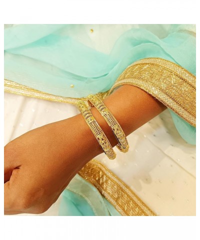 Indian Style Bollywood Traditional Wedding Bridal Bracelet Bangle Set Jewelry Style 2 Gold (Set Of 2 Pcs) 2-10 $10.00 Bracelets