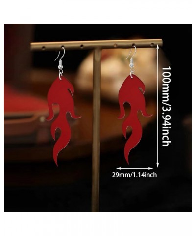 Exaggerated Transparent Acrylic Flame Dangle Drop Earrings Funny Creative Dainty Multicolor Resin Fire Element Earrings Punk ...