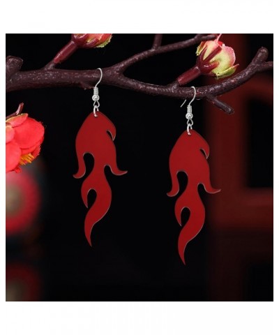 Exaggerated Transparent Acrylic Flame Dangle Drop Earrings Funny Creative Dainty Multicolor Resin Fire Element Earrings Punk ...