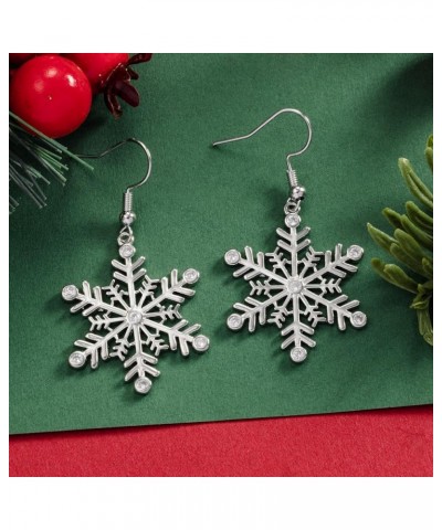 Snowflake Earring Clear Cubic Zirconia Sparkle Hook Dangle Drop Earrings for Women for Christmas Clear $7.50 Earrings