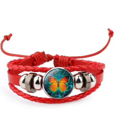 Butterfly Braided Leather Bracelet Adjustable Butterfly Wing Charm Bohemia Leather Wrap Bracelets for Women Girl red $5.71 Br...