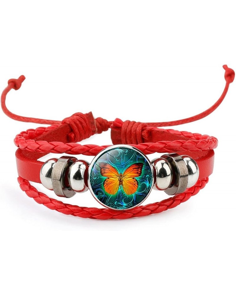 Butterfly Braided Leather Bracelet Adjustable Butterfly Wing Charm Bohemia Leather Wrap Bracelets for Women Girl red $5.71 Br...