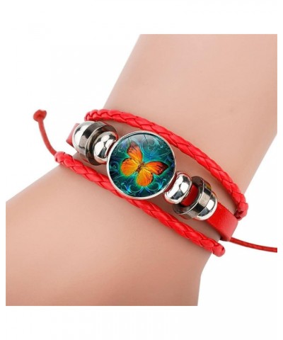 Butterfly Braided Leather Bracelet Adjustable Butterfly Wing Charm Bohemia Leather Wrap Bracelets for Women Girl red $5.71 Br...