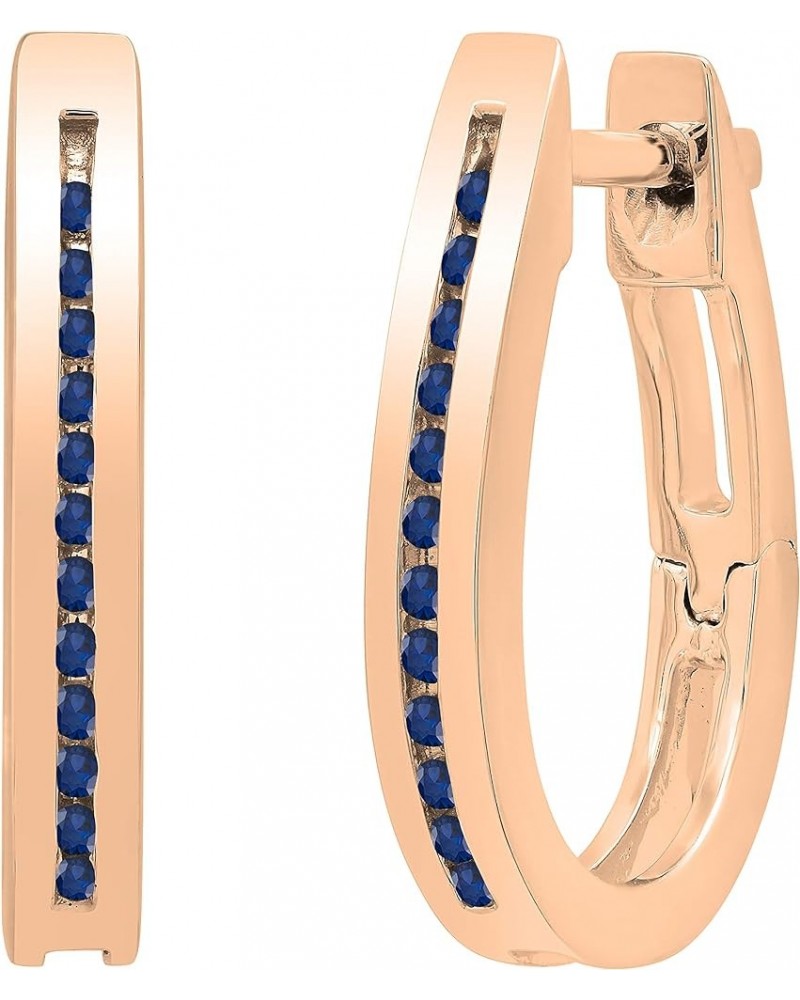 Ladies Hoop Earrings, Available in Various Round Diamonds, Gemstones & Metal in 10K/14K/18K Gold & 925 Sterling Silver Blue S...