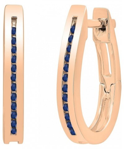 Ladies Hoop Earrings, Available in Various Round Diamonds, Gemstones & Metal in 10K/14K/18K Gold & 925 Sterling Silver Blue S...