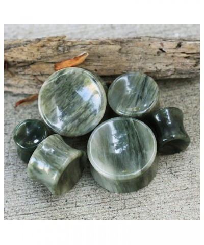 Natural Green Line Jasper Concave Stone Saddle Plug 00GA $10.12 Body Jewelry