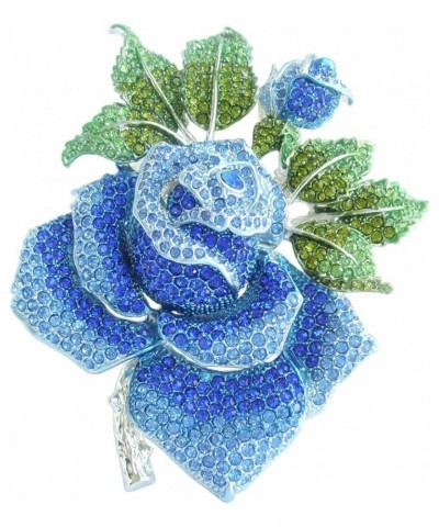 Sindary Gorgeous 5.32 Inch Rose Flower Large Brooch Pin Enamel Brooch Pendant Austrian Crystal BZ2994 Silver-Tone Blue $15.27...