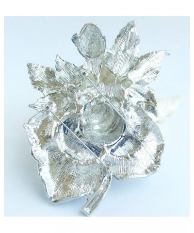 Sindary Gorgeous 5.32 Inch Rose Flower Large Brooch Pin Enamel Brooch Pendant Austrian Crystal BZ2994 Silver-Tone Blue $15.27...