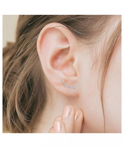 925 Sterling Silver CZ Horoscope Zodiac 12 Constellation Astrology Ear Crawler Post Earrings Gift for Mom Girls Women Mothers...