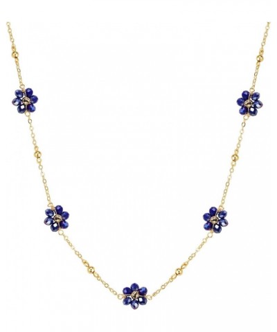 Daisy Flower Beaded Choker Necklace Dainty 14K Gold Plated Beaded Choker Necklace for Women Girls Jewelry Gifts Blue $8.52 Ne...