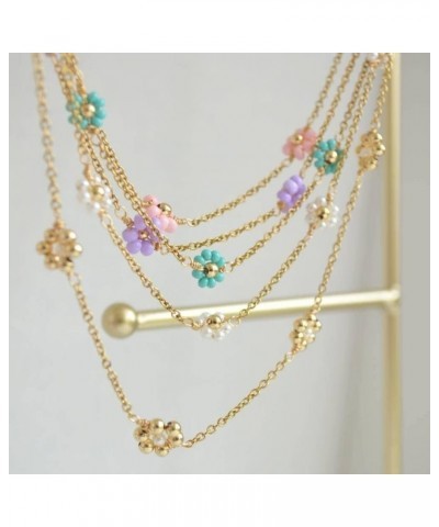 Daisy Flower Beaded Choker Necklace Dainty 14K Gold Plated Beaded Choker Necklace for Women Girls Jewelry Gifts Blue $8.52 Ne...