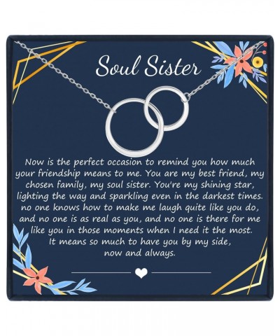 Soul Sister Necklace BFF Long Distance Friends Forever Friendship Gift Sterling Silver 2 Interlocking Infinity Double Circles...