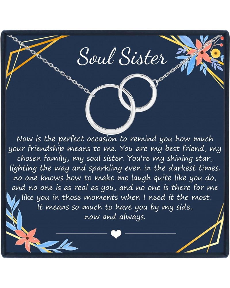 Soul Sister Necklace BFF Long Distance Friends Forever Friendship Gift Sterling Silver 2 Interlocking Infinity Double Circles...