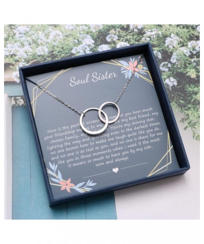 Soul Sister Necklace BFF Long Distance Friends Forever Friendship Gift Sterling Silver 2 Interlocking Infinity Double Circles...