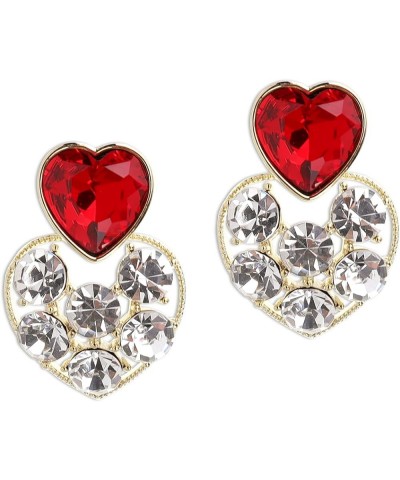Rhinestone Double Hearts Dangle Valentine earrings for Women Teen Girls – Sparkly Crystal Cubic Zirconia love Heart Drop Dang...