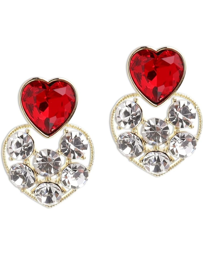 Rhinestone Double Hearts Dangle Valentine earrings for Women Teen Girls – Sparkly Crystal Cubic Zirconia love Heart Drop Dang...