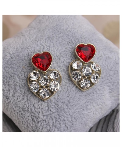 Rhinestone Double Hearts Dangle Valentine earrings for Women Teen Girls – Sparkly Crystal Cubic Zirconia love Heart Drop Dang...