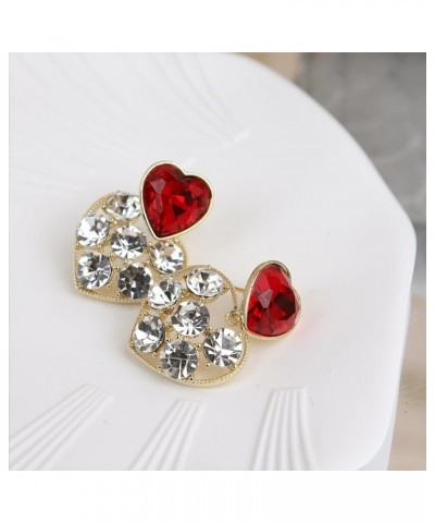 Rhinestone Double Hearts Dangle Valentine earrings for Women Teen Girls – Sparkly Crystal Cubic Zirconia love Heart Drop Dang...