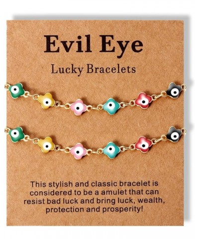 2 Pcs Evil Eye Bracelets for Women Men Girl,18K Gold Plated ，Handmade Adjustable Lucky Bracelet,Evil Eyes Jewelry for Best Fr...