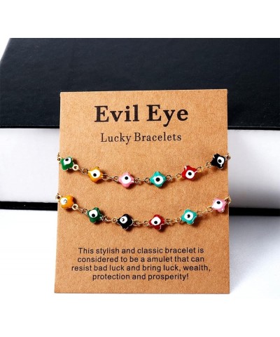 2 Pcs Evil Eye Bracelets for Women Men Girl,18K Gold Plated ，Handmade Adjustable Lucky Bracelet,Evil Eyes Jewelry for Best Fr...