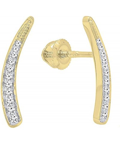0.15 ctw. Round White Diamond Curved Ear Climber Earrings for women 10K in Gold Yellow Gold Screw Back $67.67 Earrings