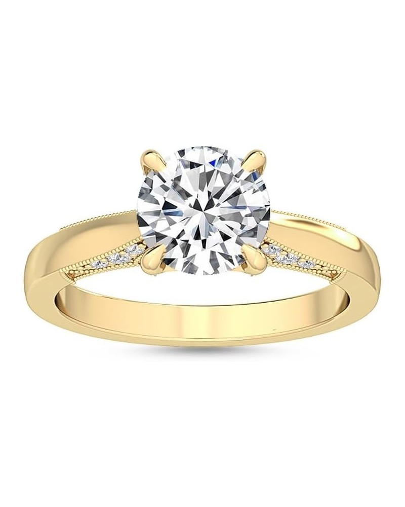 1-5 Carat (ctw) White Gold Round Cut LAB GROWN Diamond Solitaire Engagement Ring (Color H-I Clarity VS1-VS2) 7.5 Yellow Gold ...