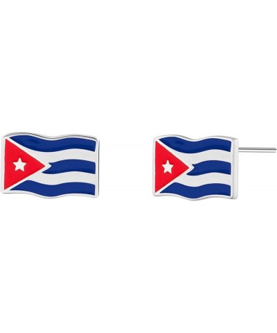 Flag Country Travel Stud Earrings Jewelry with Enamel & 925 Sterling Silver Back Posts Cuba $18.19 Earrings