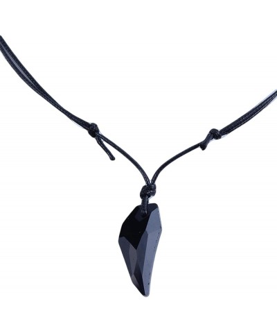 Fashion Wolf Tooth Natural Stone Necklace Crystal Pendant PU Leather Rope Necklace Choker for Men Women Black $3.54 Necklaces