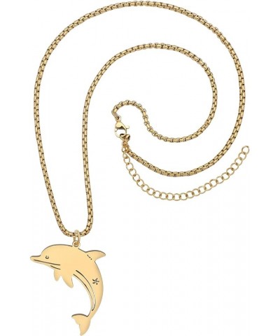 Stainless Steel Cute Shark Necklace 18K Gold Plated Pendant Dolphin Crab Turtle Jewelry Ocean Animals Gifts for Women Girls C...