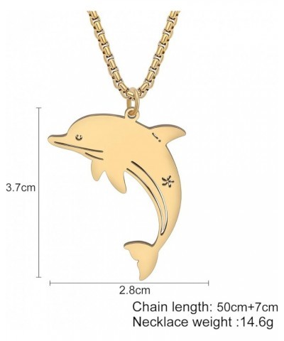 Stainless Steel Cute Shark Necklace 18K Gold Plated Pendant Dolphin Crab Turtle Jewelry Ocean Animals Gifts for Women Girls C...