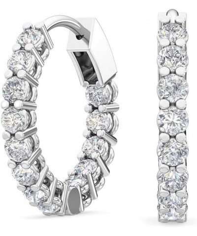 1-5 Carat (ctw) White Gold Round Cut LAB GROWN Diamond Inside Out Designer Hoops Earrings Color H-I Clarity VS1-VS2 White Gol...