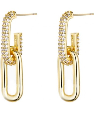 14k Gold/Silver Plated CZ Chain Link Drop Dangle Earrings for Women Chunky Hoop Earrings Dainty Earrings Minimalist Earrings ...