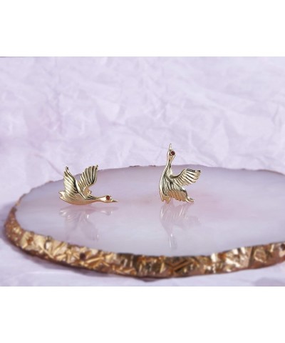 Innovative Wild Goose Flying Birds S925 Sterling Silver Earrings Golden $12.75 Earrings