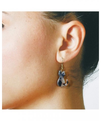 Tortie Cat", Tortoiseshell Color Cat Drop Earrings, Goldtone Ear Wires $10.23 Earrings