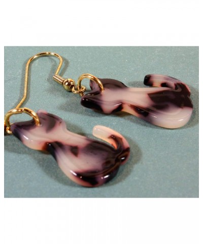 Tortie Cat", Tortoiseshell Color Cat Drop Earrings, Goldtone Ear Wires $10.23 Earrings