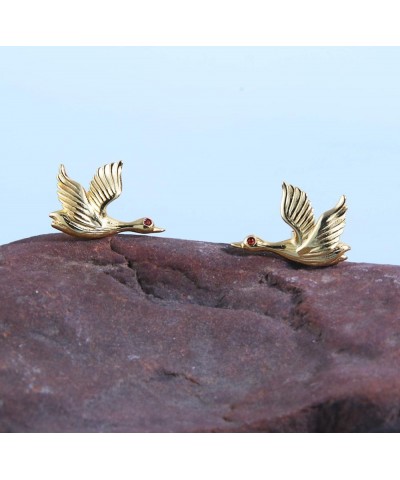 Innovative Wild Goose Flying Birds S925 Sterling Silver Earrings Golden $12.75 Earrings