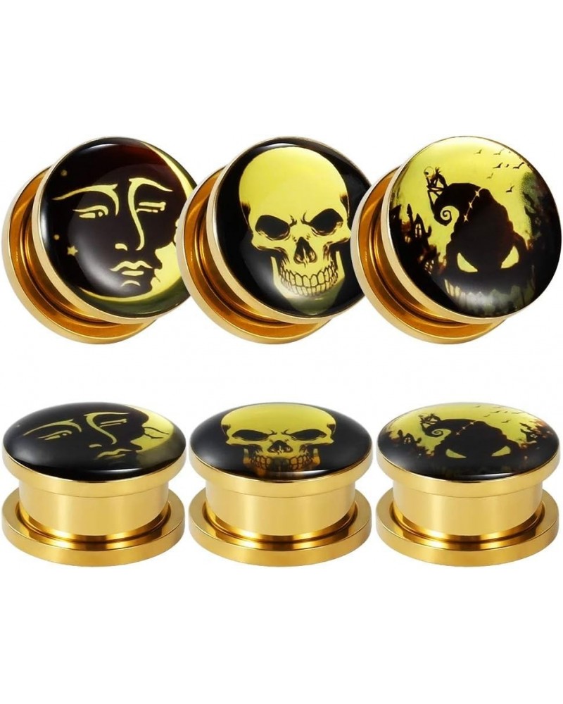 6 Pcs Stanless Steel Gold Epoxy Screw Fit Ear Gauges Ear Plug Flesh Plugs Piercing Jewelry 2g - 1-3/16 inch 11/16(18mm) $9.45...