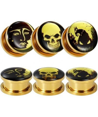 6 Pcs Stanless Steel Gold Epoxy Screw Fit Ear Gauges Ear Plug Flesh Plugs Piercing Jewelry 2g - 1-3/16 inch 11/16(18mm) $9.45...