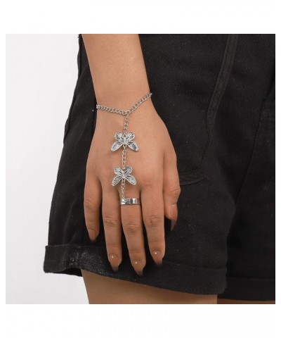 Butterfly Snake Finger Ring Bracelet for Women Adjustable Hand Chain Butterfly Ring Bracelet Bohemian Chain Snake Butterfly H...