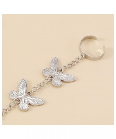 Butterfly Snake Finger Ring Bracelet for Women Adjustable Hand Chain Butterfly Ring Bracelet Bohemian Chain Snake Butterfly H...