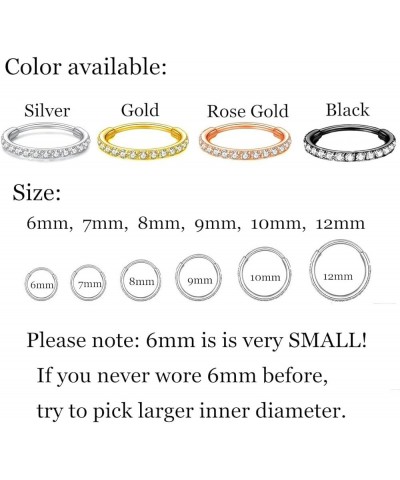 CZ Hinged Segment Nose Rings Hoop 316L Surgical Steel Cubic Zirconia Conch Daith Helix Tragus Body Piercing Jewelry Lip Rings...