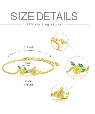 Sterling Silver Chain Bracelet Jewelry Gift For Women Girls Golden sunflower $11.00 Bracelets