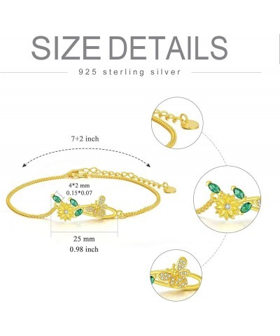 Sterling Silver Chain Bracelet Jewelry Gift For Women Girls Golden sunflower $11.00 Bracelets