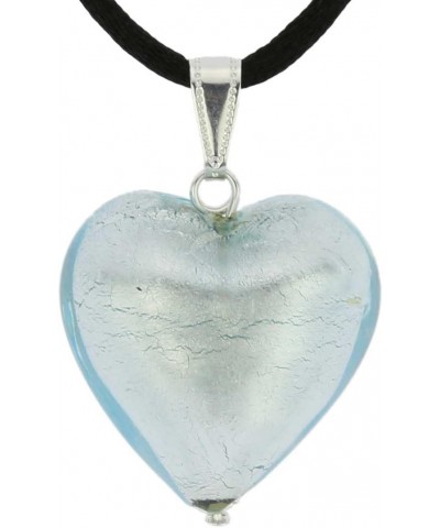 GlassOfVenice Murano Glass Heart Pendant - Silver Ice $23.08 Necklaces