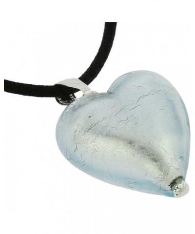 GlassOfVenice Murano Glass Heart Pendant - Silver Ice $23.08 Necklaces