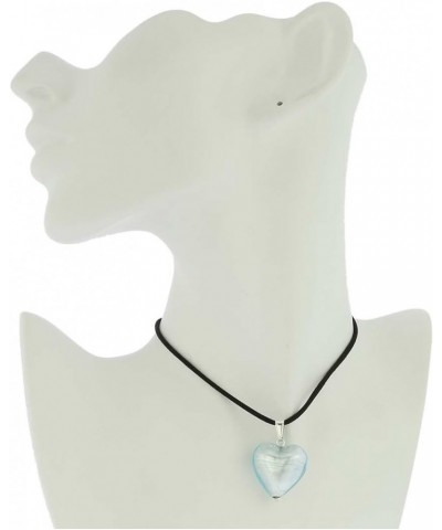 GlassOfVenice Murano Glass Heart Pendant - Silver Ice $23.08 Necklaces